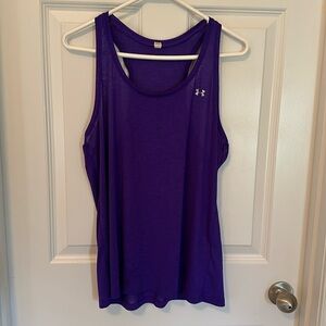 Women’s large purple under Armour heat gear racer back shirt